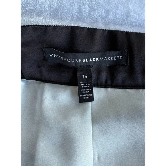 White House Black Market Midi Skirt Black White Size 14 Floral A-Line Romantic - Picture 5 of 12